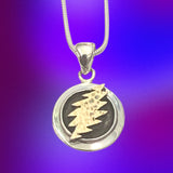 Round 13 Point Bolt With 14k Gold Pendant Cast in Sterling Silver on Sterling Silver Chain