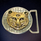 Owsley "BEAR" Tribute Buckle cast in White Brass & Yellow Brass