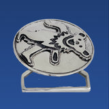 Dancing Bear Belt Buckle Cast in White Brass