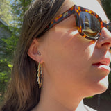 13 Point Lightning Bolt Large Hoop Style Earrings Cast in Yellow Brass