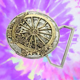The Wheel Belt Buckle Cast in White & Yellow Brass
