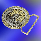 The Wheel Belt Buckle Cast in Sterling Silver & Yellow Brass