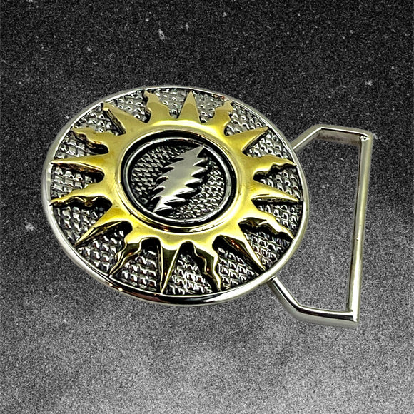Sunshine Daydream Belt Buckle Cast in White and Yellow Brass
