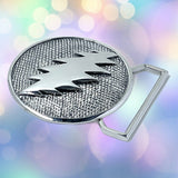 13 Point Lightning Bolt Belt Buckle Cast in White Brass
