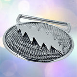 13 Point Lightning Bolt Belt Buckle Cast in White Brass