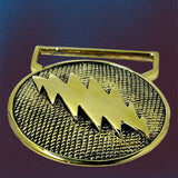 13 Point Lightning Bolt Belt Buckle Cast in Yellow Brass