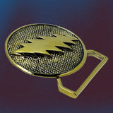 13 Point Lightning Bolt Belt Buckle Cast in Yellow Brass