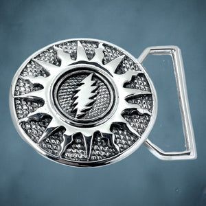 Sunshine Daydream Belt Buckle Cast in White Brass