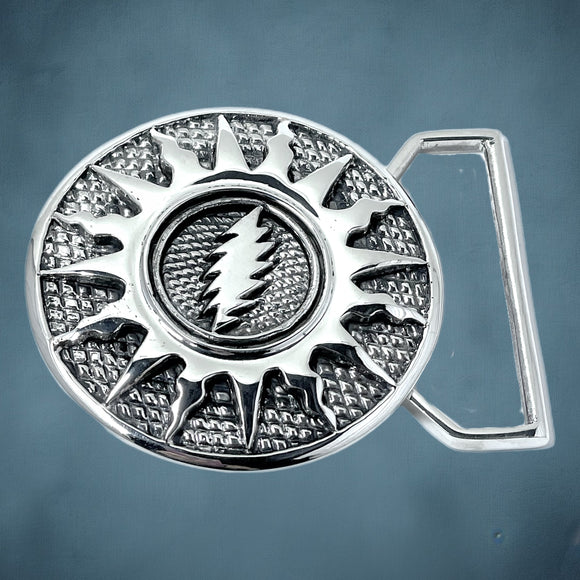 Sunshine Daydream Belt Buckle Cast in White Brass