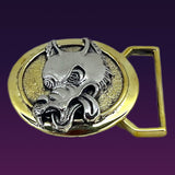 Wolf Limited Edition Belt Buckle Cast in Yellow Brass & Sterling Silver