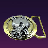Wolf Limited Edition Belt Buckle Cast in Yellow Brass & Sterling Silver