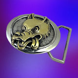 Wolf Limited Edition Belt Buckle Cast in White & Yellow Brass