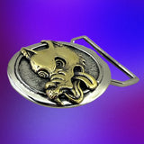 Wolf Limited Edition Belt Buckle Cast in White & Yellow Brass