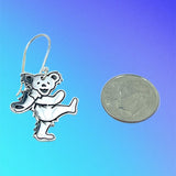 Dancing Bear- Kicking - Earrings Cast in Sterling Silver