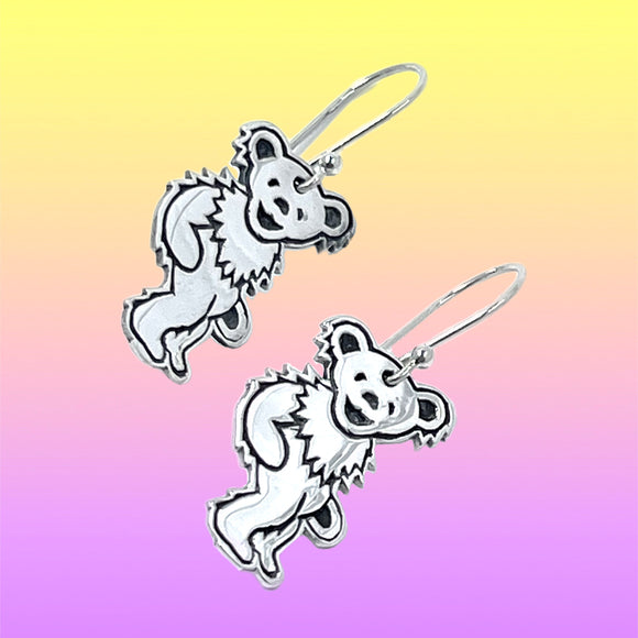 Dancing Bear- Standing - Earrings Cast in Sterling Silver