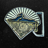 Cats & Lace Limited Edition Belt Buckle Cast in White & Yellow Brass