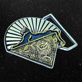 Cats & Lace Limited Edition Belt Buckle Cast in White & Yellow Brass