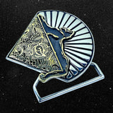 Cats & Lace Limited Edition Belt Buckle Cast in White & Yellow Brass