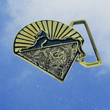 Cats & Lace Limited Edition Belt Buckle Cast in Yellow Brass