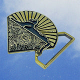 Cats & Lace Limited Edition Belt Buckle Cast in Yellow Brass