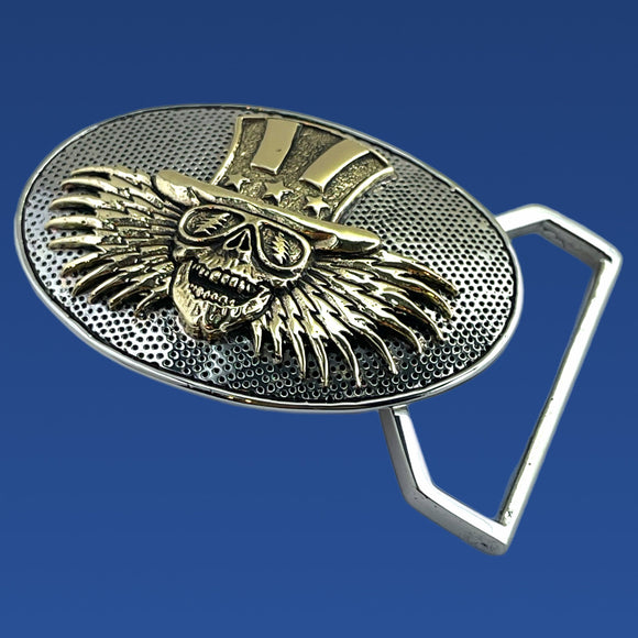 Uncle Sam Limited Edition Belt Buckle Cast in White & Yellow Brass