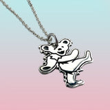 Dancing Bear Pendant Cast in Sterling Silver on a Sterling Silver Chain