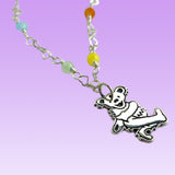 Dancing Bear Pendant on a Sterling Silver with Stones in Sterling Chain
