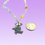 Dancing Bear Pendant on a Sterling Silver with Stones in Sterling Chain