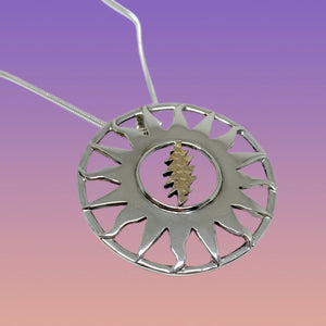 Sunshine Daydream Pendant Cast in Sterling Silver with 18k Gold on Sterling Silver Chain