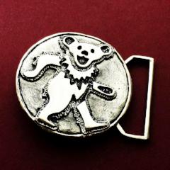 Dancing Bear Belt Buckle Cast in White Brass