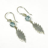13 Point Lightning Bolt Sterling Silver with Faceted Blue Topaz Earrings