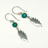 13 Point Sterling Silver  Lightning Bolt with Natural Turquoise Earrings