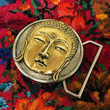 Buddha Belt Buckle Cast in White and Yellow Brass