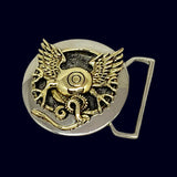 Flying Eye Limited Edition Belt Buckle Cast in White & Yellow Brass