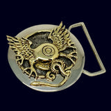 Flying Eye Limited Edition Belt Buckle Cast in White & Yellow Brass