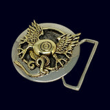 Flying Eye Limited Edition Belt Buckle Cast in White & Yellow Brass