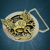 Flying Eye Limited Edition Belt Buckle Cast in White & Yellow Brass