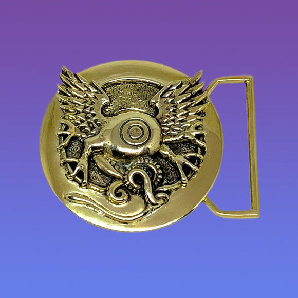 Flying Eye Limited Edition Belt Buckle Cast in Yellow Brass
