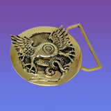 Flying Eye Limited Edition Belt Buckle Cast in Yellow Brass