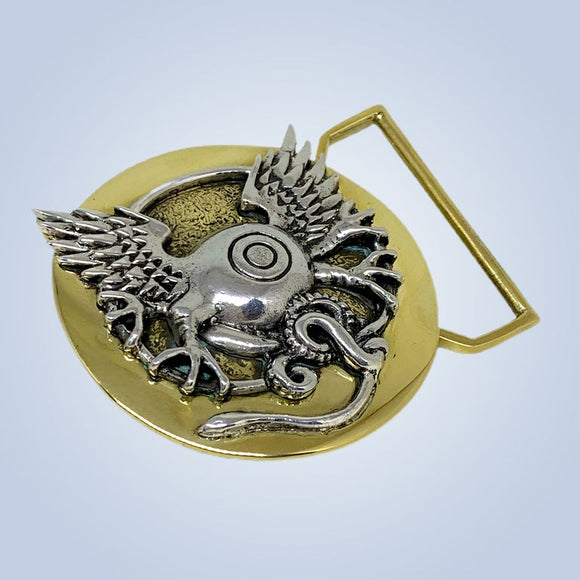 Flying Eye Limited Edition Belt Buckle Cast in Sterling Silver & Yellow Brass