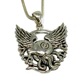 Flying Eye Pendant Cast in Sterling Silver on Chain