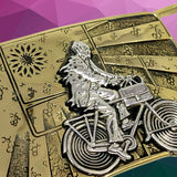 Albert Hofmann Bicycle Day Tribute Belt Buckle Cast in Yellow Brass & Sterling Silver