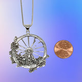 The Wheel Pendant Cast in Sterling Silver on Chain