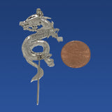 Dragon with Matches Pin Cast in Sterling Silver