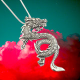 Dragon with Matches Pendant Cast in Sterling Silver on Sterling Chain