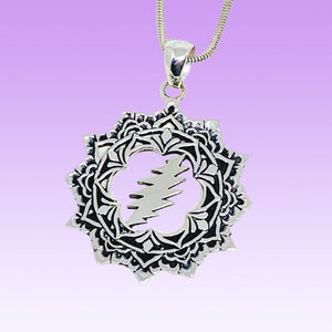 The Lotus Bolt Pendant Cast in Sterling Silver on Sterling Silver Chain