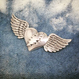NFA Heart with Wings Pin Cast in Sterling Silver