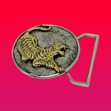 The Tiger Belt Buckle Cast in White & Yellow Brass