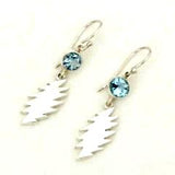13 Point Lightning Bolt Sterling Silver with Faceted Blue Topaz Earrings