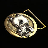 Wolf Limited Edition Belt Buckle Cast in Yellow Brass & Sterling Silver